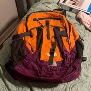 North face backpack orange and purple recon